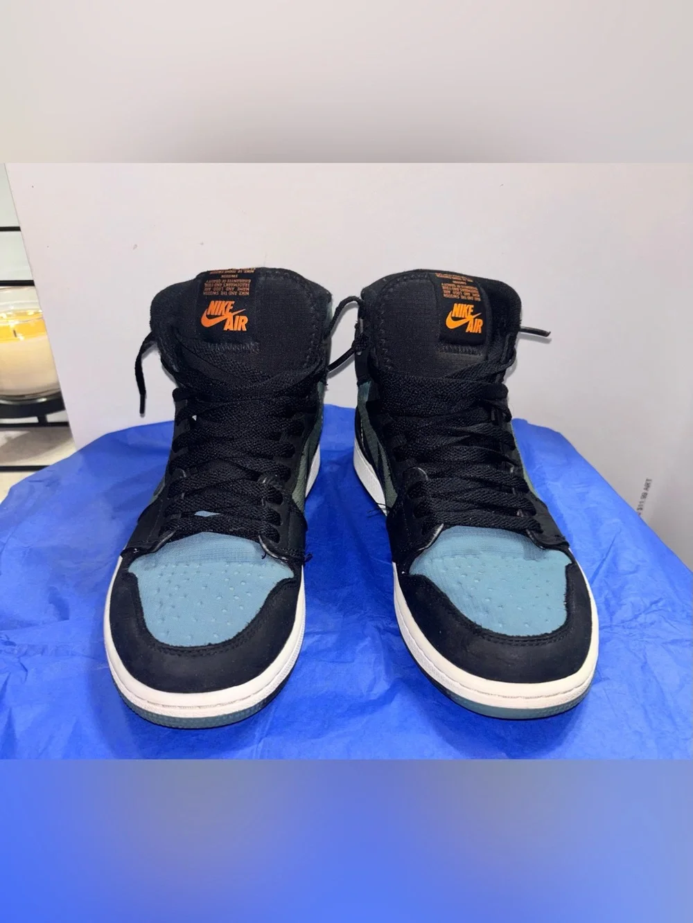 Jordan Men's Air Jordan 1 High in Teal/Olive/Black